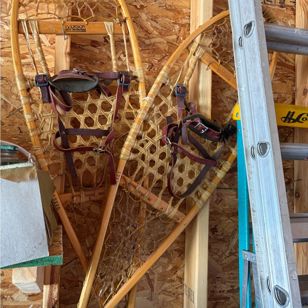 Iverson Wooden Snowshoes with Leather Straps